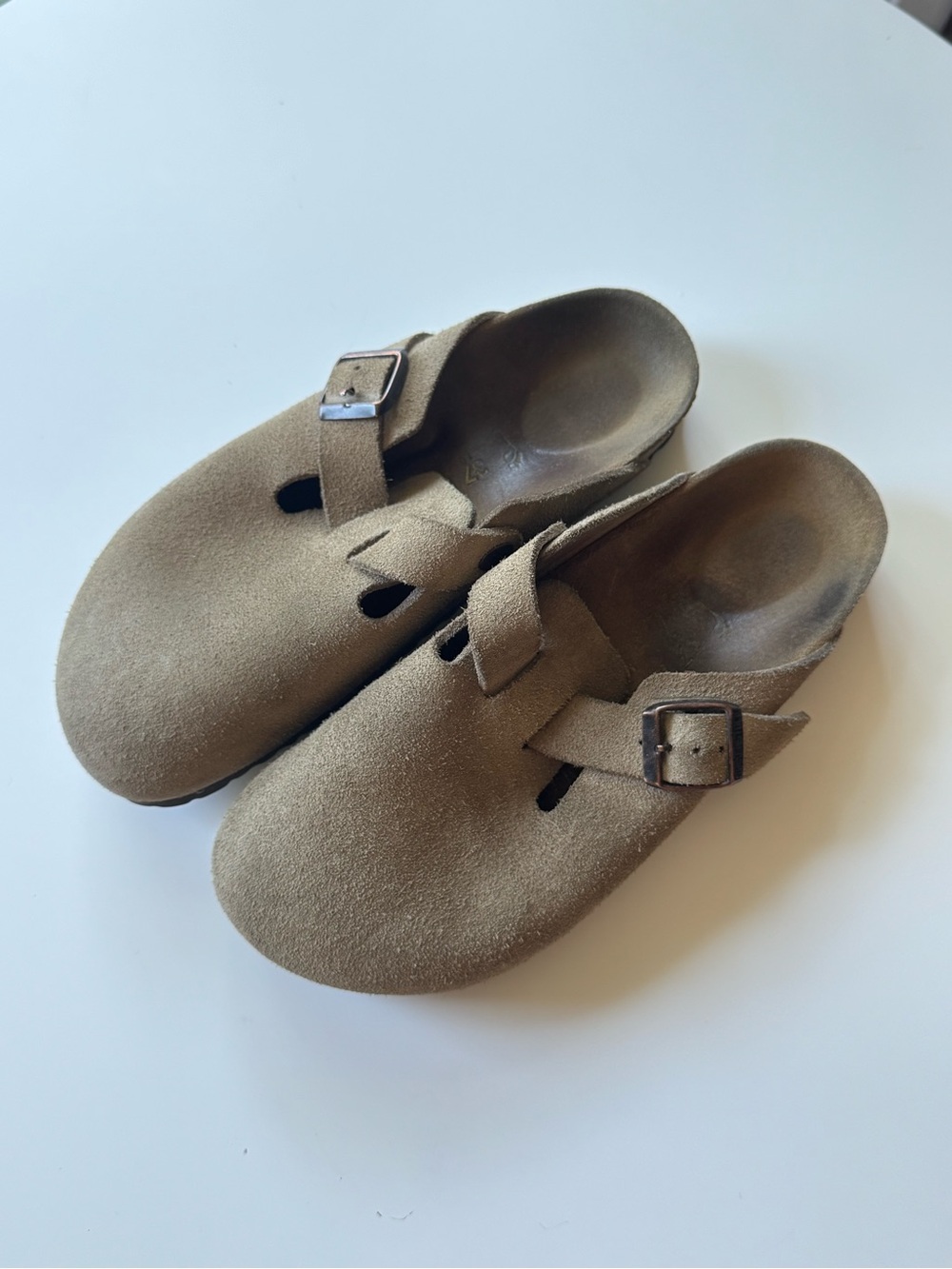 Birkenstock Boston Suede Clogs Taupe EU 37 Narrow